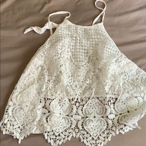 Backless crochet halter top